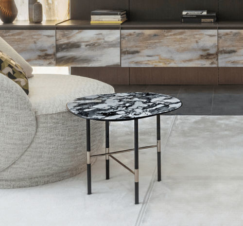 Table basse contemporaine - JUPITER  - SICIS - en bois laqué / en marbre / avec piètement en métal