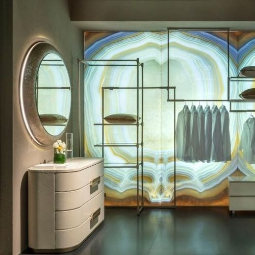 Commode contemporaine - AMIDELE  - SICIS - en métal / en cuir / en verre