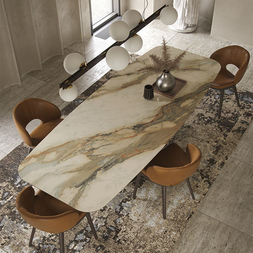 Table à manger contemporaine - SCOTT  - Cattelan Italia - en noyer / en céramique / avec piètement en acier laqué