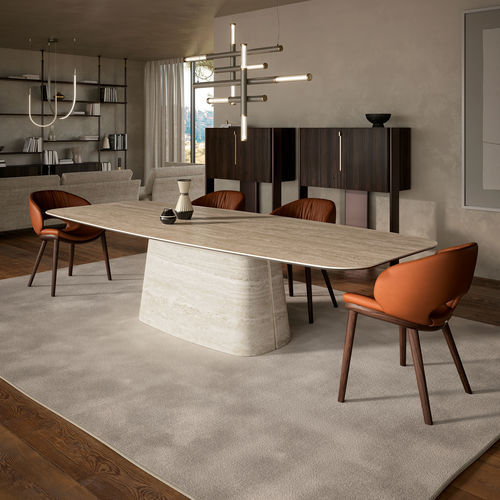 Table à manger contemporaine - NAPOLEON - Cattelan Italia - en bois / en céramique / avec piètement en céramique