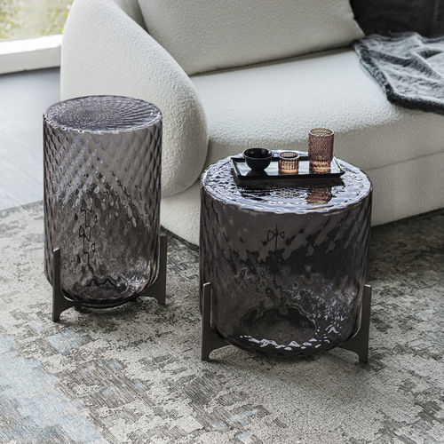 Table d'appoint contemporaine - DODO - Cattelan Italia - en verre fumé / en verre soufflé / avec piètement en métal laqué