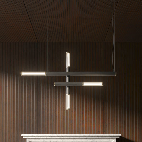 Suspension - REGATA - Cattelan Italia - en acier laqué / en laiton brossé / en verre borosilicaté