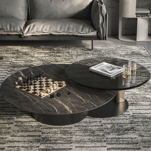 Table basse contemporaine - ARENA  - Cattelan Italia - en verre fumé / en bois / en céramique