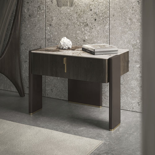 Table de chevet contemporaine - JULIAN - Cattelan Italia - en chêne / en noyer / en verre