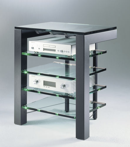 Meuble hi-fi contemporain - FOCUS 72 - Schroers & Schroers - en verre / en acier à revêtement par poudre / à hauteur réglable