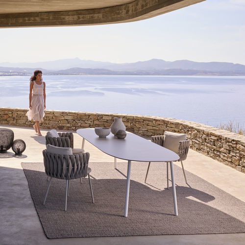 Table à manger contemporaine - TOSCA - Tribù - en verre / en céramique / avec piètement en acier inoxydable