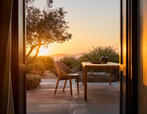 Chaise contemporaine - ELIO - Tribù - d'extérieur / en Tricord® / avec piètement en teck