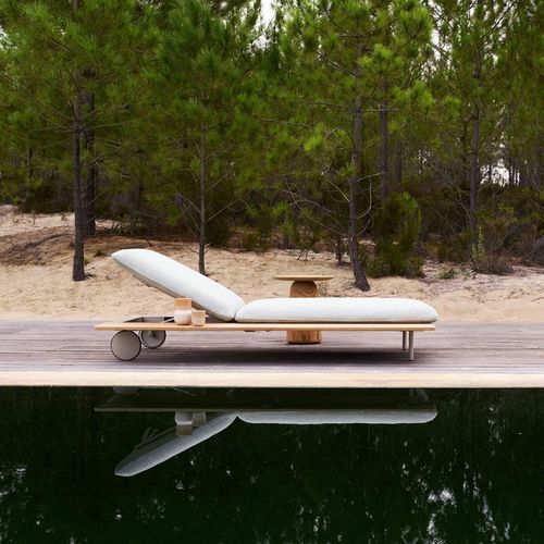 Bain de soleil contemporain - SENJA - Tribù - en tissu / en aluminium laqué / en teck