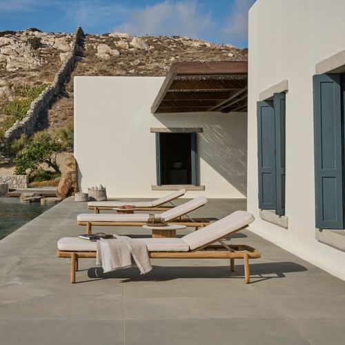Bain de soleil contemporain - UKIYO - Tribù - en tissu / en teck / dossier ajustable