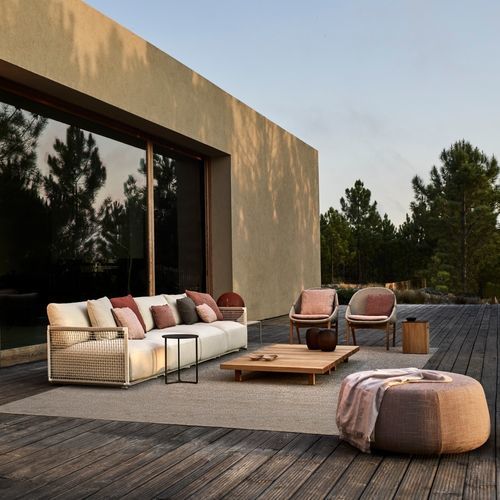 Pouf contemporain - NOMAD - Tribù - en tissu / rond / tapissé