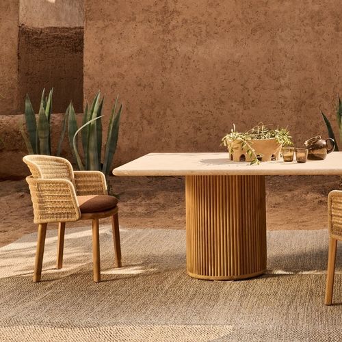 Fauteuil design - SURO - Tribù - en teck / en teck / avec coussin amovible