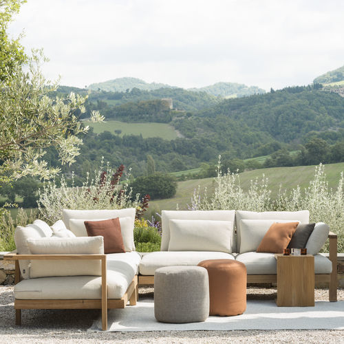 Pouf contemporain - Tribù - en tissu / rond / résistant aux intempéries