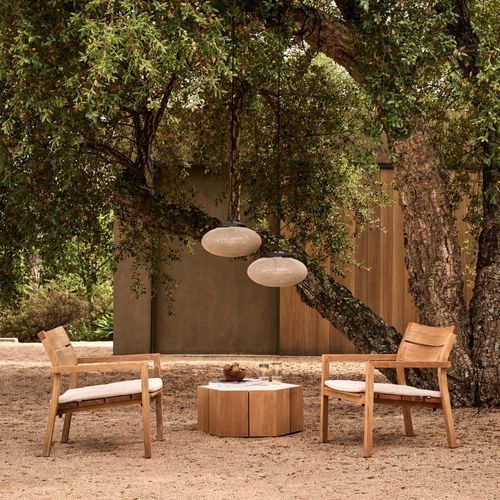 Fauteuil contemporain - KOS - Tribù - en tissu / en teck / en teck