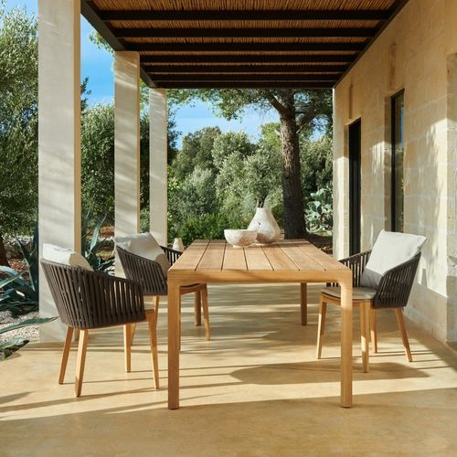 Table à manger contemporaine - ILLUM - Tribù - en teck / en céramique / avec piètement en teck
