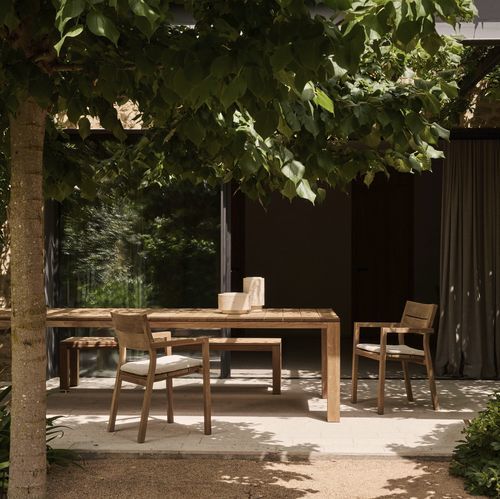 Chaise de jardin contemporaine - KOS - Tribù - de terrasse / en teck / avec piètement en teck