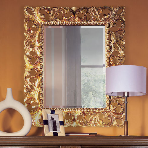 Miroir mural - BASSORILIEVO - LE FABLIER - classique / rectangulaire / en bois doré à la feuille d'or