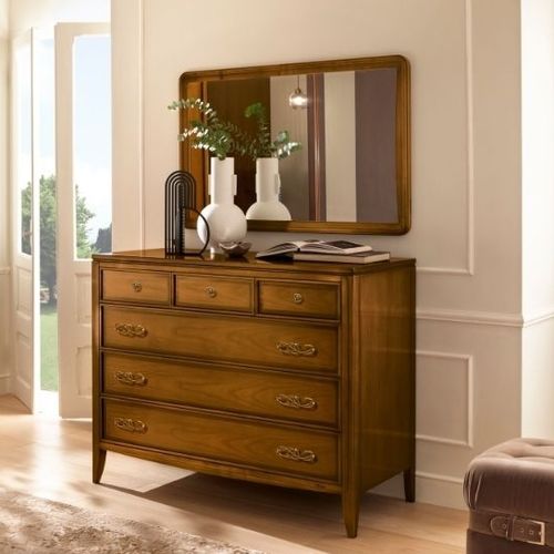 Commode classique - Romeo  - LE FABLIER - en bois laqué / 6 tiroirs / blanche