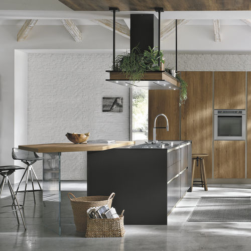Cuisine contemporaine - INFINITY - STOSA CUCINE - en chêne / en verre laqué / en Fenix NTM®
