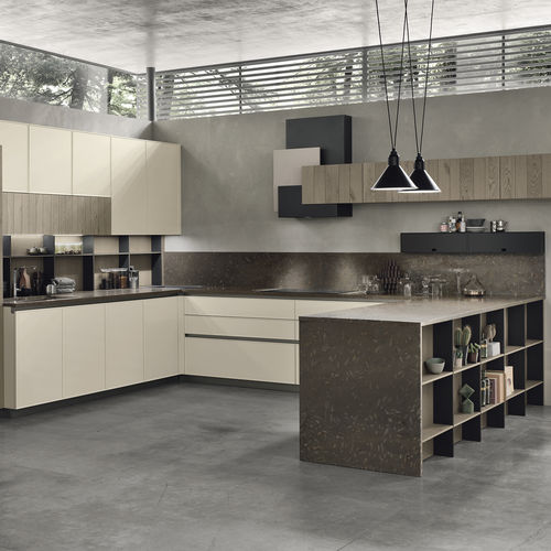 Cuisine contemporaine - FRAME - STOSA CUCINE - en chêne / en stratifié / avec îlot
