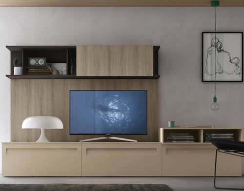 Ensemble TV mural contemporain - STOSA CUCINE - stratifié / en polymère / lowboard
