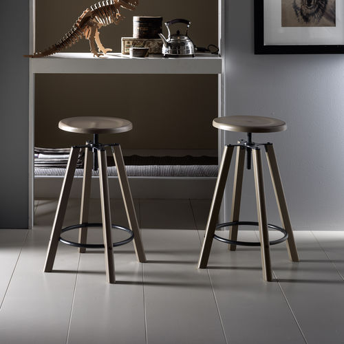 Tabouret de bar contemporain - ZEDY - STOSA CUCINE - en frêne / avec repose-pieds / à hauteur réglable