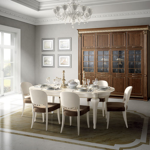 Table à manger classique - TRIONFO - STOSA CUCINE - en placage de bois / avec piètement en bois / ovale