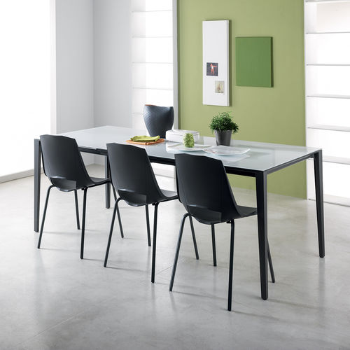Table à manger contemporaine - FUSION - STOSA CUCINE - en verre / avec piètement en métal peint / rectangulaire