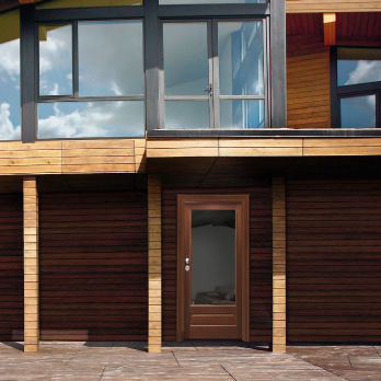 Porte d'entrée - PRESTIGE : VITRA - Dierre - en bois / en aluminium / battante