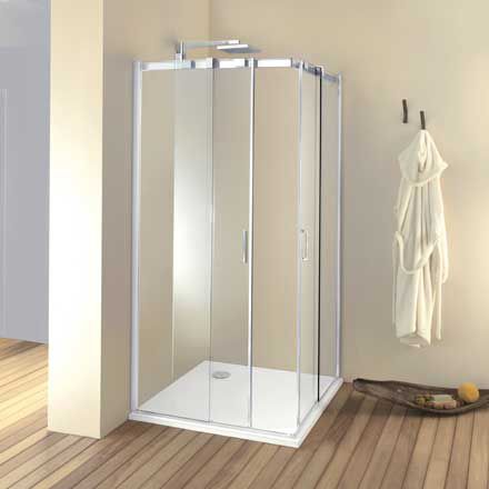 Cabine de douche en verre - LIGHT  - Megius SpA - en aluminium / à portes coulissantes / d'angle