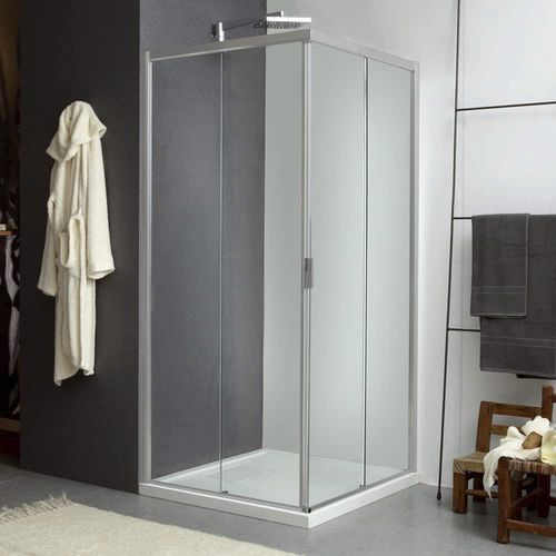 Cabine de douche en verre - MORE LIVE K12+K12 - Megius SpA - en aluminium / à portes coulissantes / d'angle