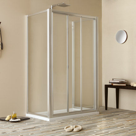 Cabine de douche en verre - VANITY P00+D10+D10 - Megius SpA - en aluminium / à portes coulissantes / rectangulaire