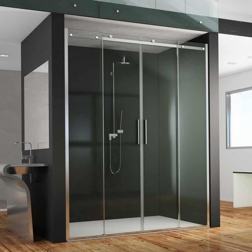 Cabine de douche en verre - AXER  - Megius SpA - en inox / en aluminium / à portes coulissantes