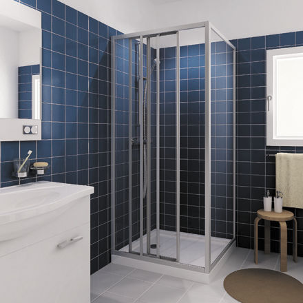 Cabine de douche en verre - CLASSIC P3S+F00 - Megius SpA - en aluminium / à portes coulissantes / d'angle