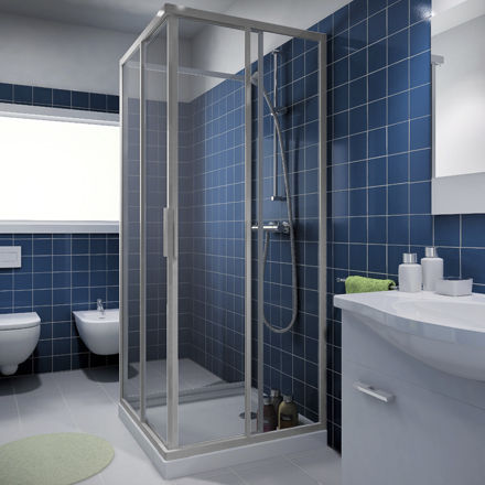 Cabine de douche en verre - CLASSIC A12+A12+F00 - Megius SpA - en aluminium / à portes coulissantes / carrée