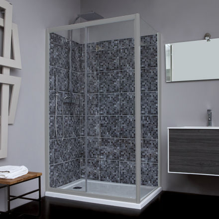 Cabine de douche en verre - NAIF P1S+F00 - Megius SpA - en aluminium / à portes coulissantes / d'angle