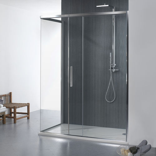 Cabine de douche en verre - MORE LIVE A1K+FS0 - Megius SpA - en aluminium / à portes coulissantes / d'angle