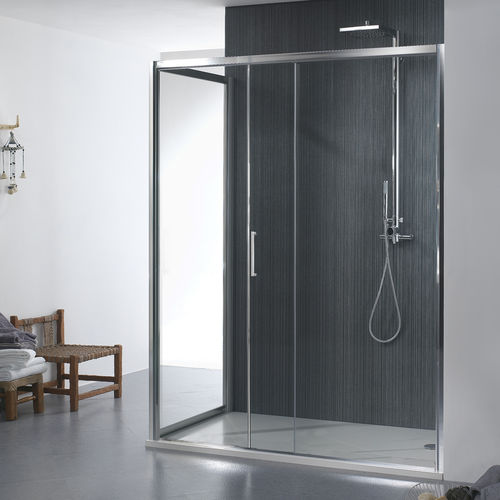Cabine de douche en verre - MORE LIVE P1S+D10 - Megius SpA - en aluminium / à portes coulissantes / d'angle