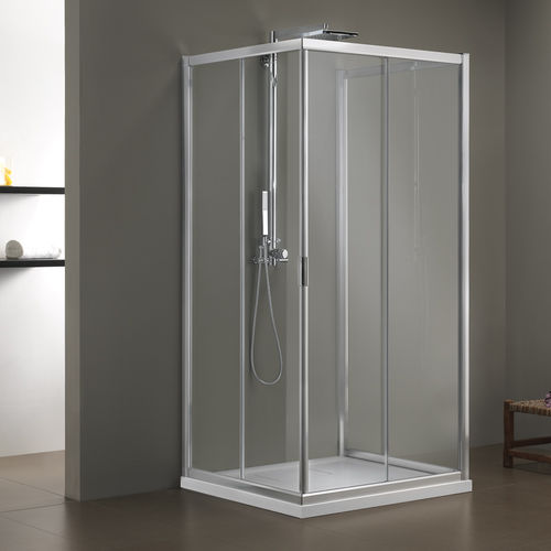 Cabine de douche en verre - MORE LIVE Z12+Z12+D10 - Megius SpA - en aluminium / à portes coulissantes / carrée