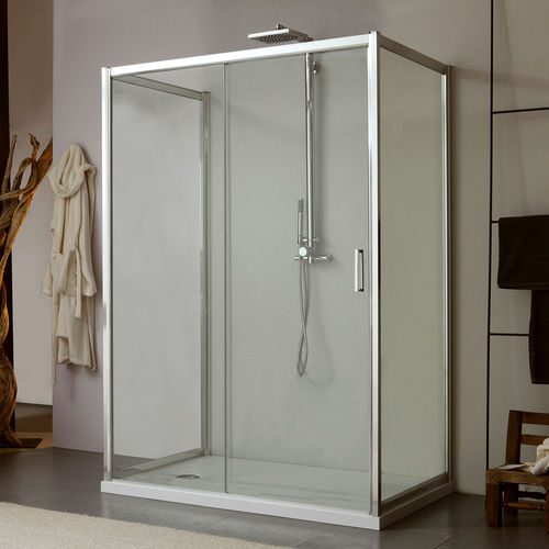 Cabine de douche en verre - MORE LIVE P1S+D10+D10 - Megius SpA - en aluminium / à portes coulissantes / rectangulaire