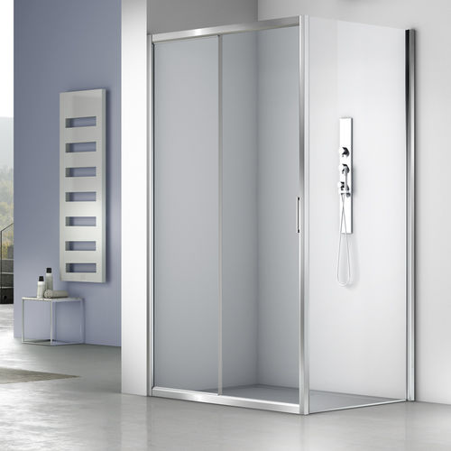 Cabine de douche en verre - LIVE P1S+F00 - Megius SpA - en aluminium / à portes coulissantes / d'angle