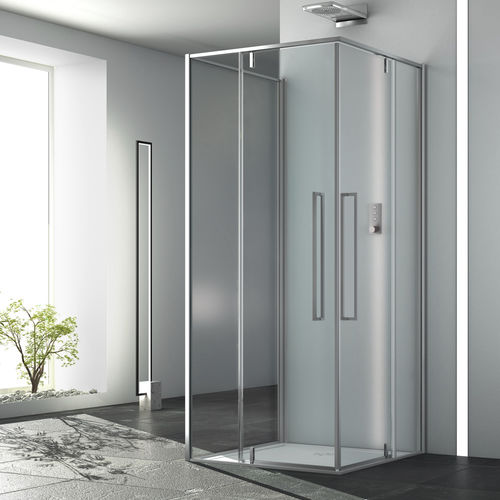 Cabine de douche en verre - ZEN B12+B12+F00 - Megius SpA - en aluminium / avec porte pivotante / carrée