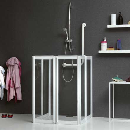 Cabine de douche en verre - PAGODA Y10 - Megius SpA - en aluminium / pliante / carrée