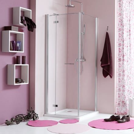 Cabine de douche en verre - WEB 2.0 - Megius SpA - en aluminium / pivotante / d'angle