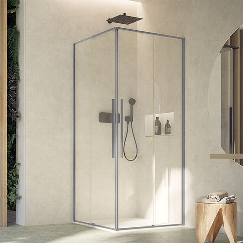Cabine de douche en verre - ZEN PLUS A12+A12 - Megius SpA - à portes coulissantes / angulaire / professionnelle