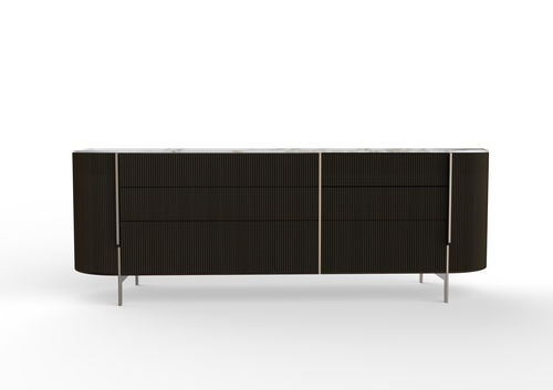 Commode contemporaine - KUMI  - Gallotti&Radice - en bois laqué / en frêne / en métal