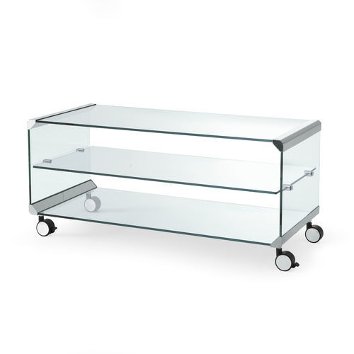 Table basse contemporaine - GEORGE 1 - Gallotti&Radice - en verre trempé / avec piètement en acier inoxydable / rectangulaire