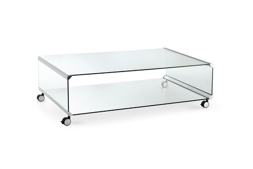 Table basse contemporaine - GEORGE 2 - Gallotti&Radice - en verre trempé / avec piètement en acier inoxydable / rectangulaire