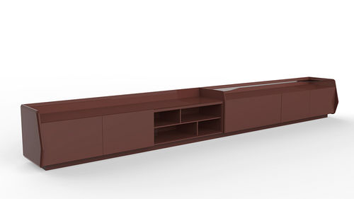 Buffet contemporain - GASTONE LOW - Gallotti&Radice - en bois laqué brillant / en marbre / avec étagère