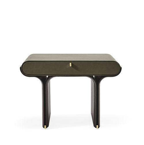 Table de chevet contemporaine - STAMI NIGHT - Gallotti&Radice - en cuir / avec piètement en frêne / avec piètement en bois teinté