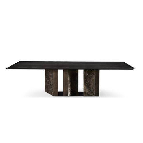 Table contemporaine - Platium W - Gallotti&Radice - en frêne / avec piètement en acier inoxydable / avec piètement en bois